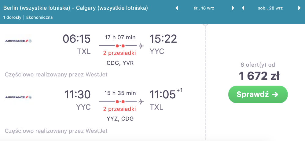 zarezerwuj loty do calgay