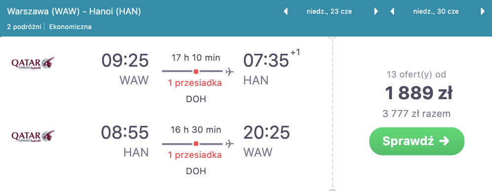 zarezerwuj loty do hanoi