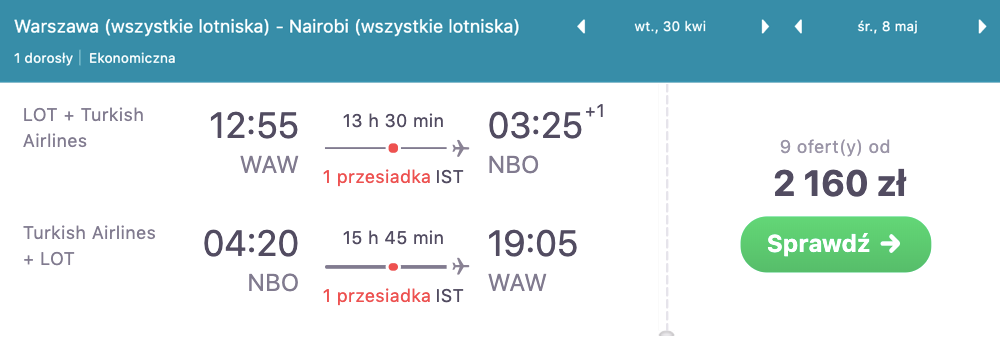 zarezerwuj loty do nairobi