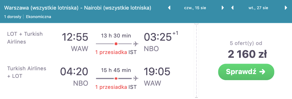 zarezerwuj loty do nairobi