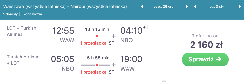 zarezerwuj loty do nairobi