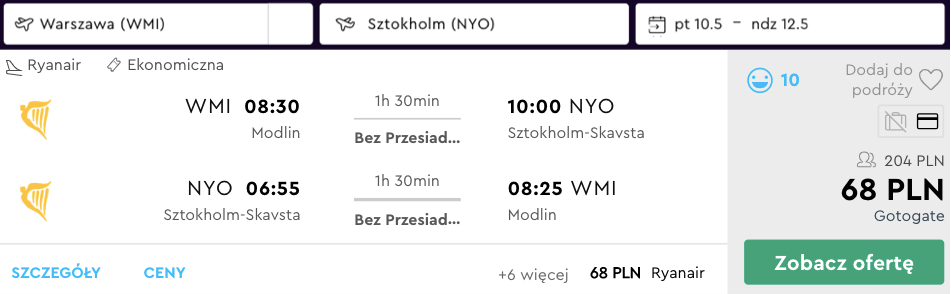 zarezerwuj loty do sztokholmu