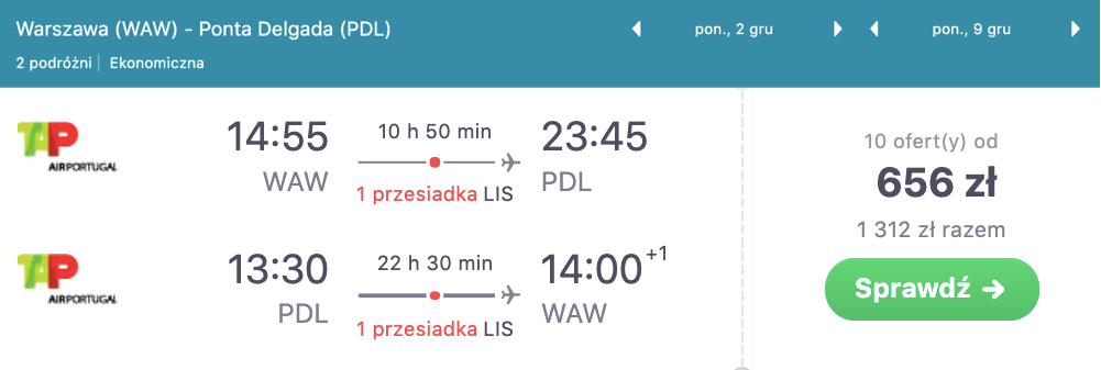 zarezerwuj loty do portugalii