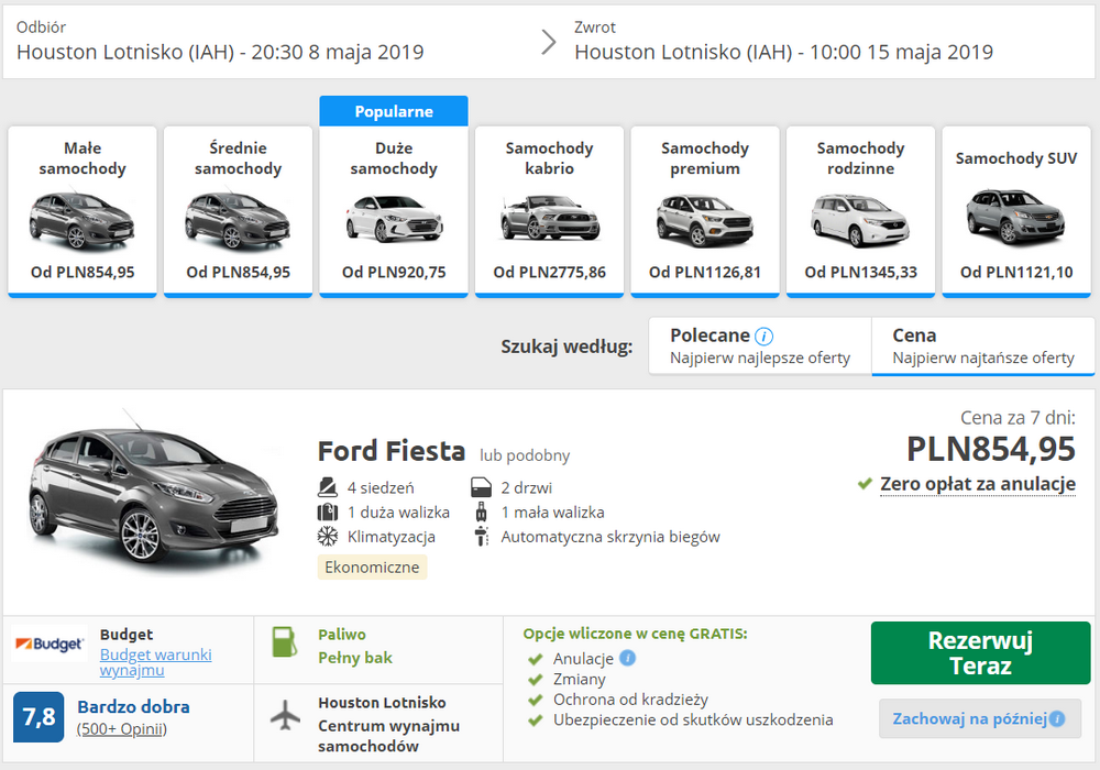 houston teksas auto wypożyczenie