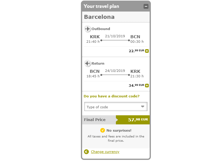 Barcelona loty
