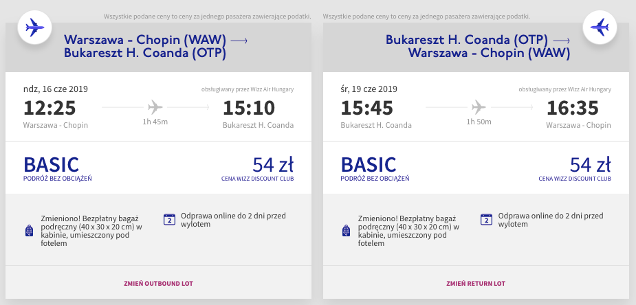 loty do bukaresztu