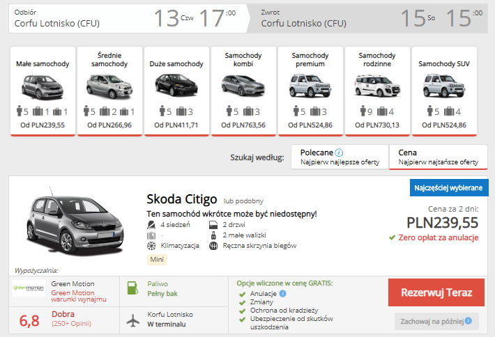 Rezerwacja auta