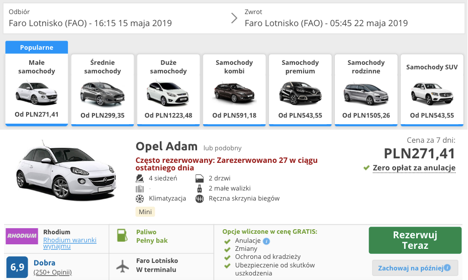 zarezerwuj autow faro