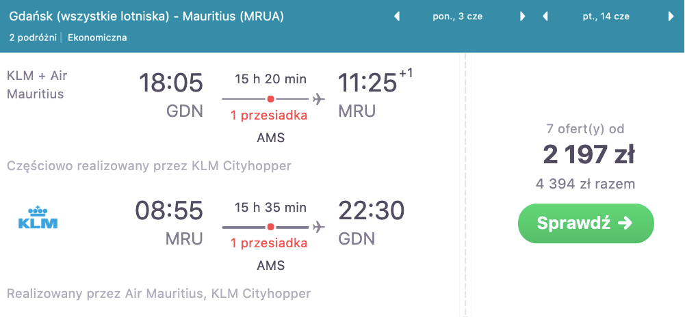 zarezerwuj loty na mauritius