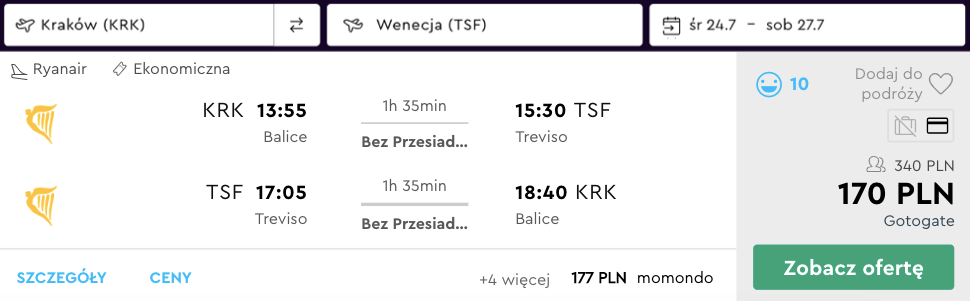 zarezerwuj loty do wenecji