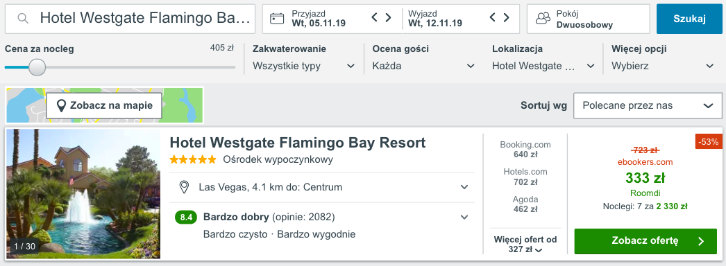 zarezerwuj hotel w las vegas