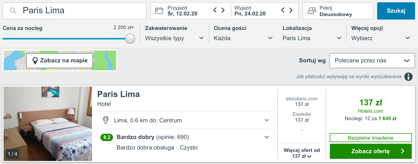 zarezerwuj hotel wlimie