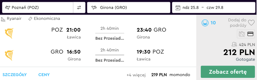 zarezerwuj loty do girony