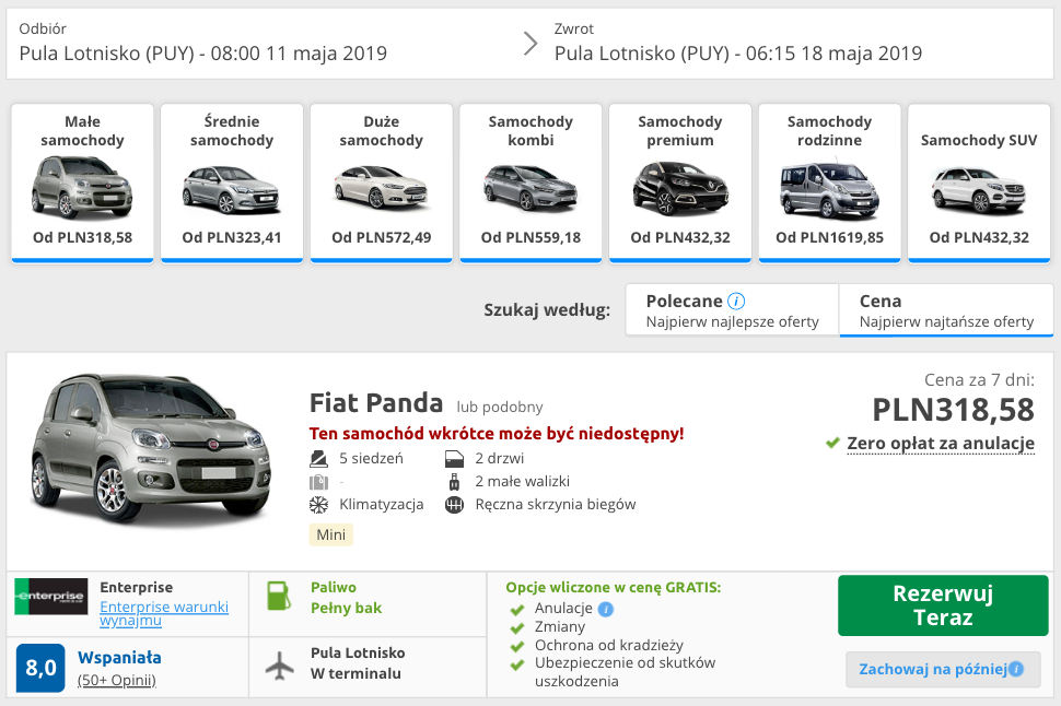 zarezerwuj auto w puli