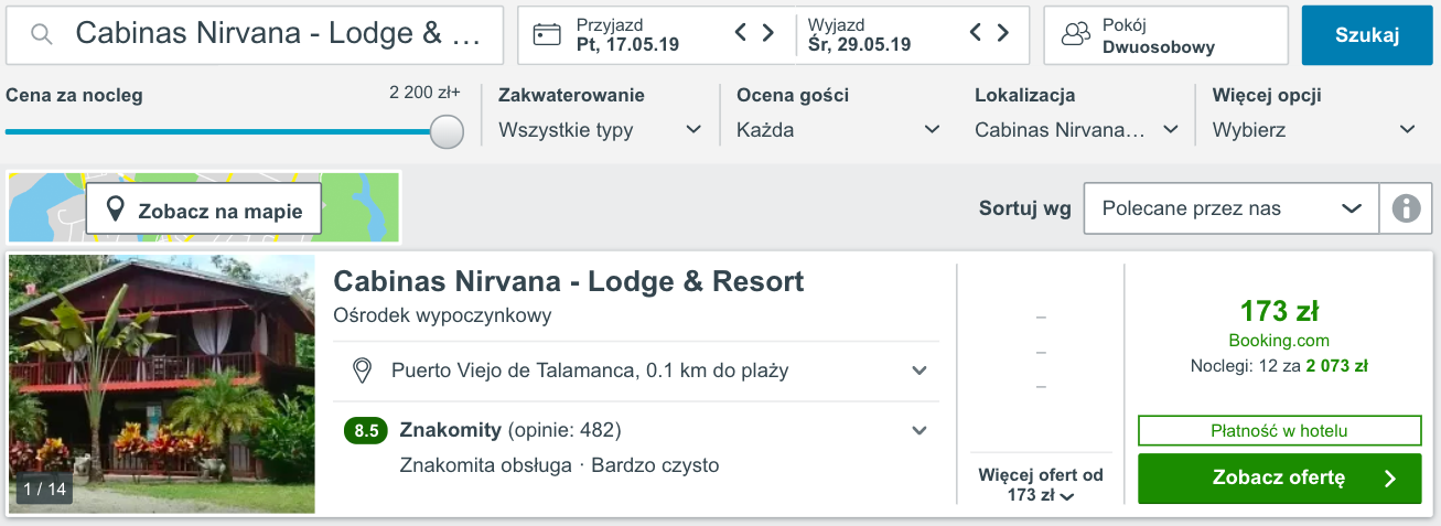 zarezerwuj hotel na kostarce