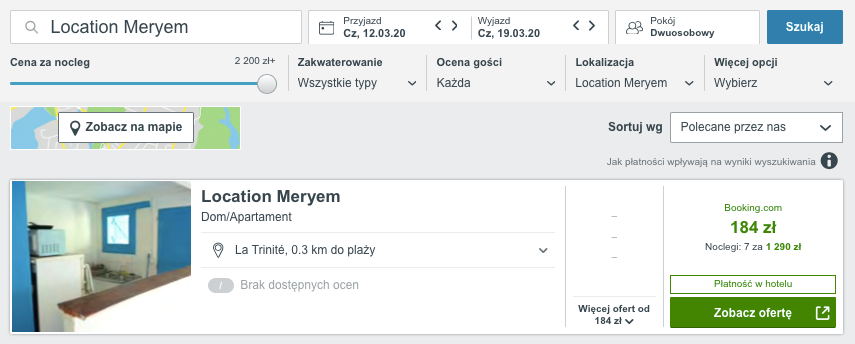 nocleg martynika