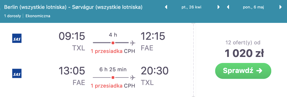 zarezerwuj loty na wyspy owcze