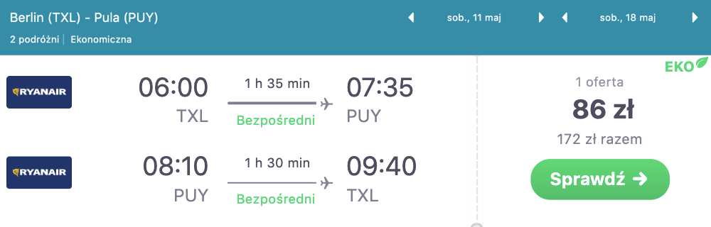 zarezerwuj loty do puli