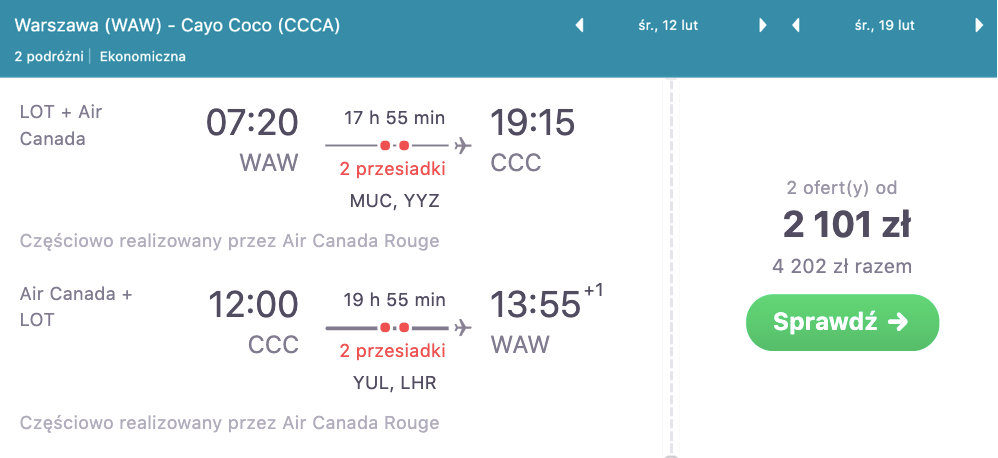 zarezerwuj loty na kube