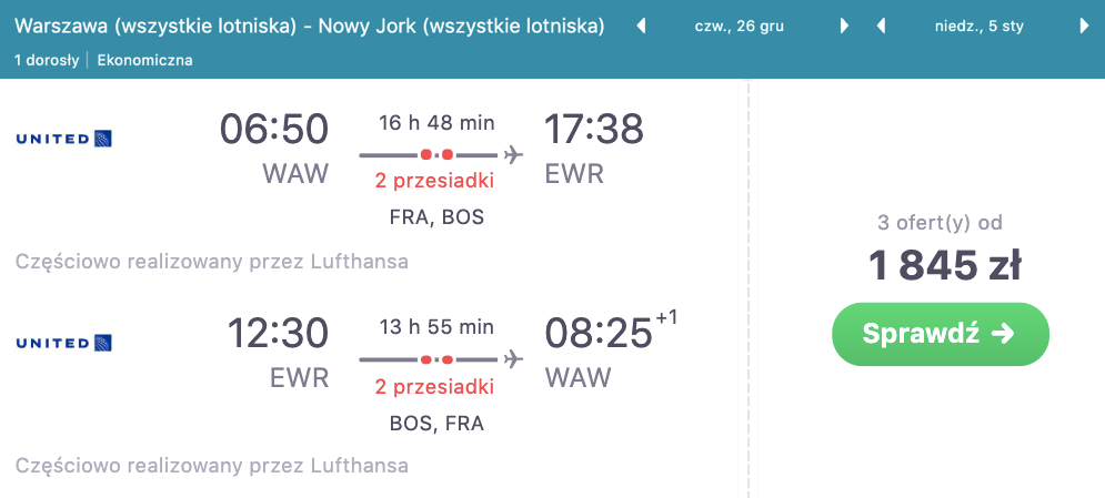 zarezerwuj loty do nyc