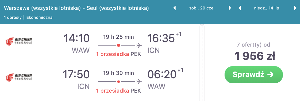 zarezerwuj loty do seulu