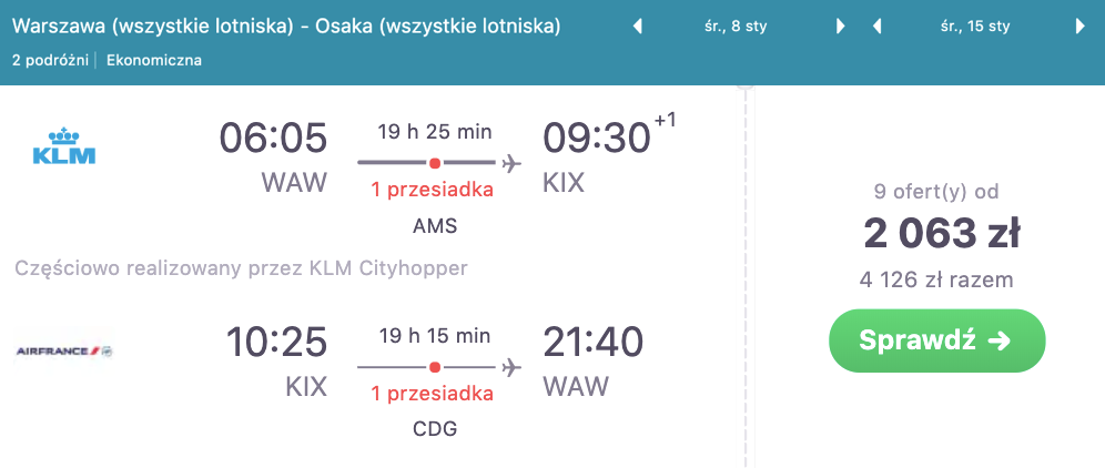 zarezerwuj loty do osaki