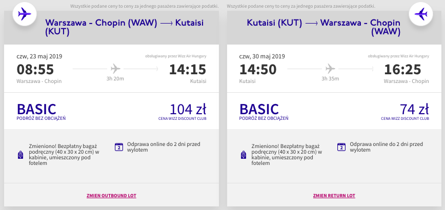 zarezerwuj loty do kutaisi