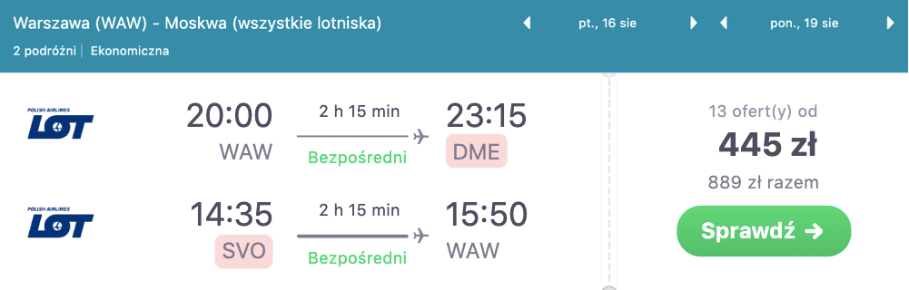zarezerwuj loty do moskwy