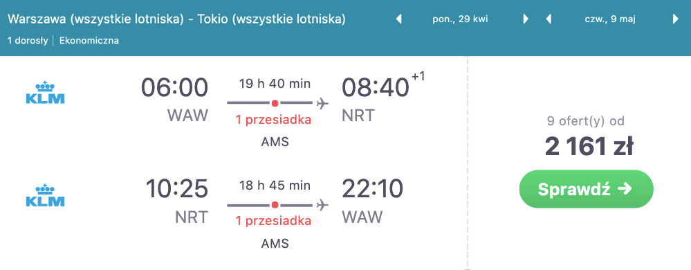 zarezerwuj loty do tokio