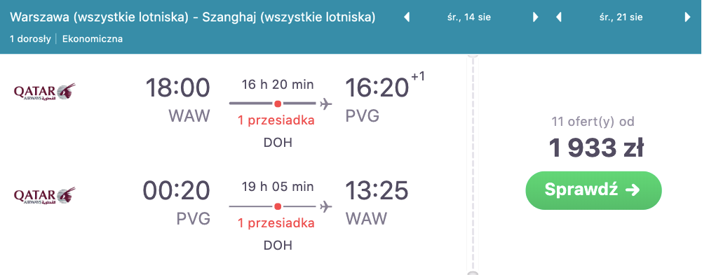zarezerwuj loty do szanghaju