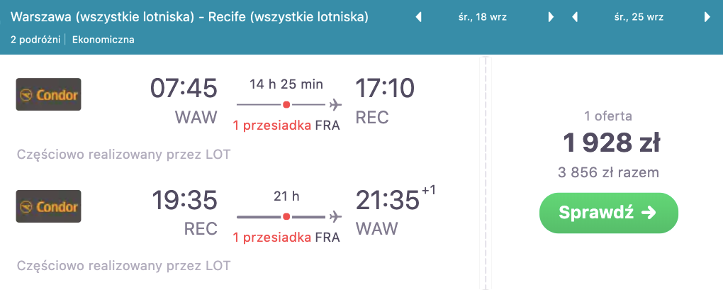 zarezerwuj loty do brzylii