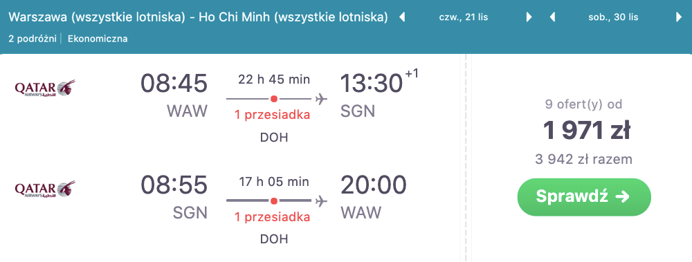 zarezerwuj loty do wietnamu