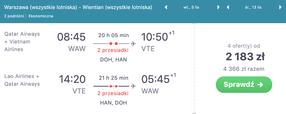 zarezerwuj loty do laosu