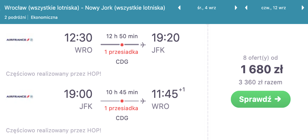 zarezerwuj loty do nowego jorku