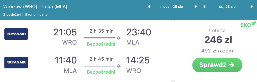 zarezerwuj loty na malte