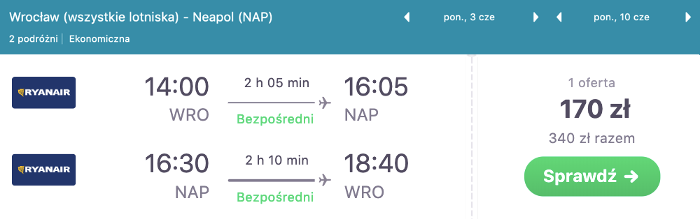 zarezerwuj loty do neapolu