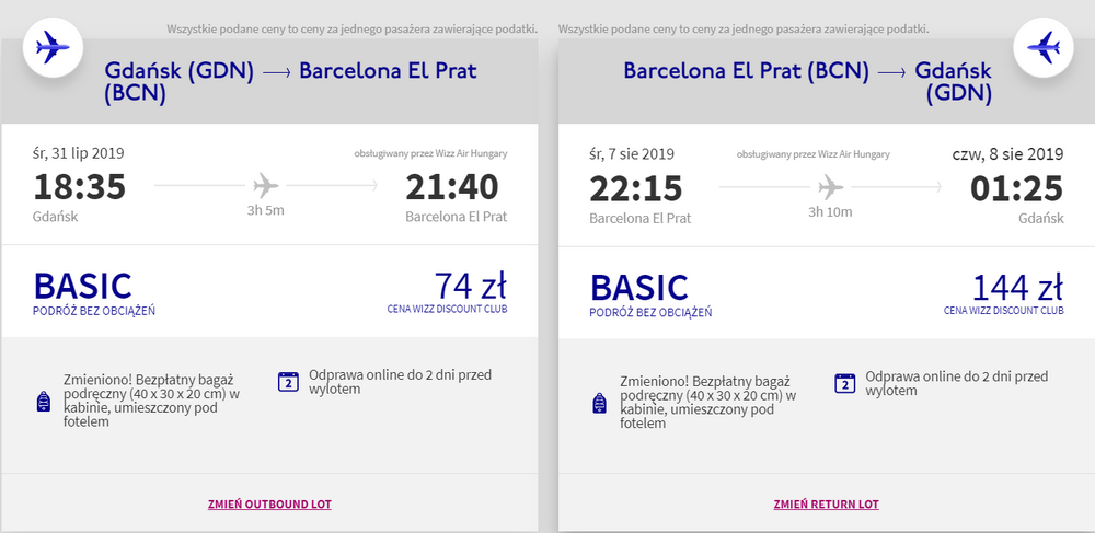 loty do barcelony