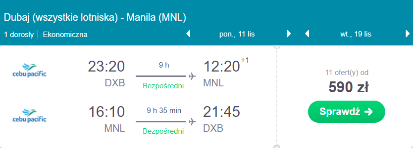 loty z dubaju do manili