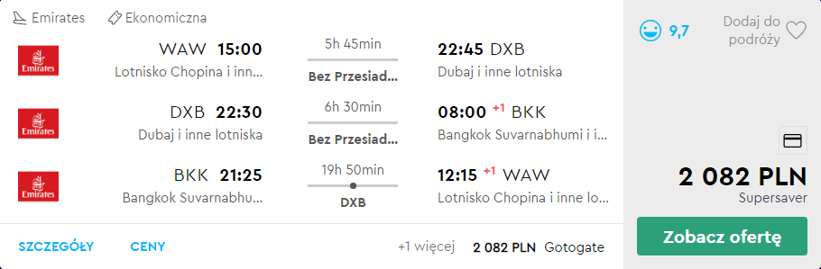 bangkok i dubaj z warszawy