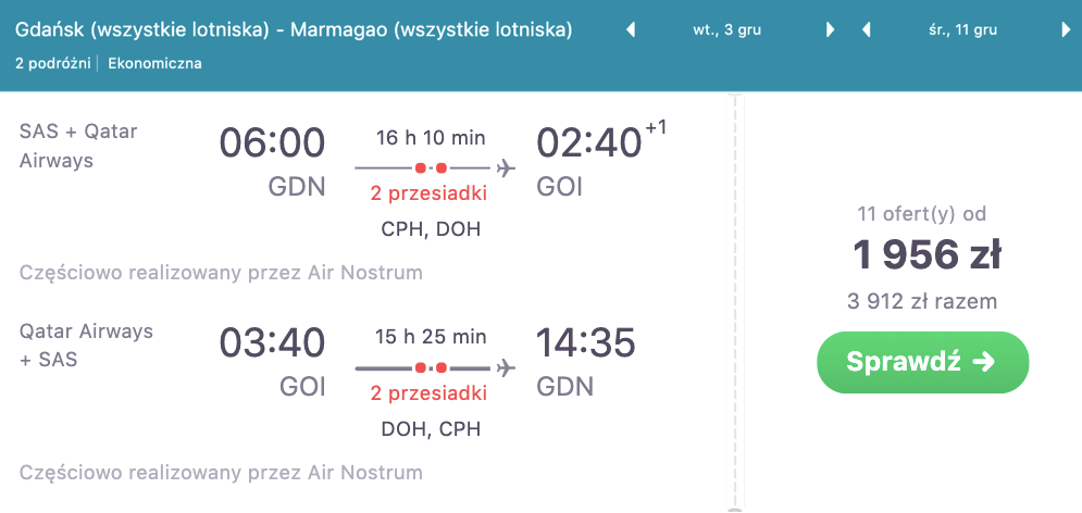 zarezerwuj loty do goa