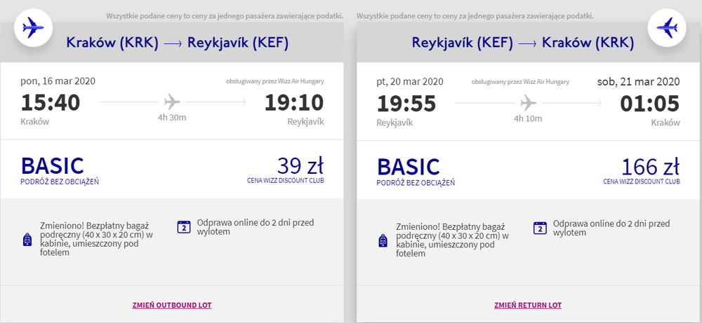 loty na islandię