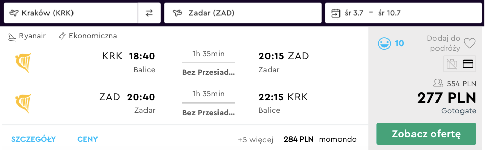 zarezerwuj loty do zadaru