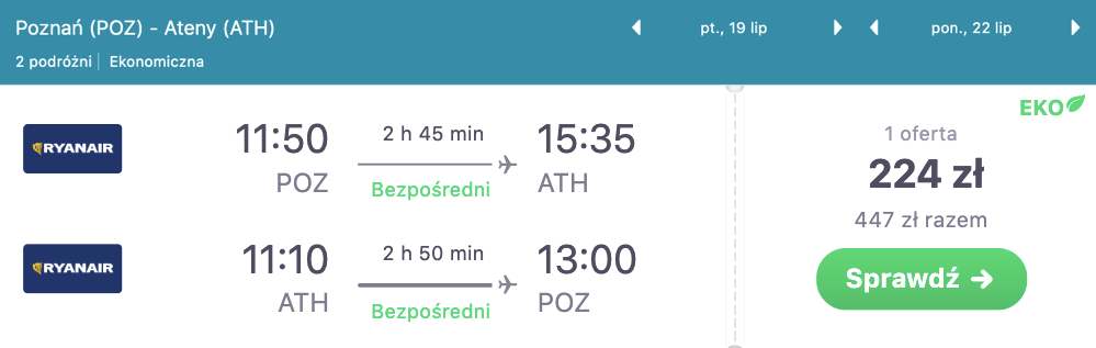 zarezerwuj loty do aten