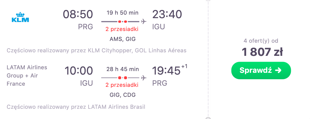 zarezerwuj loty do brazylii