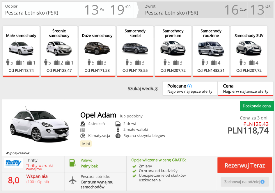zarezerwuj auto w psr