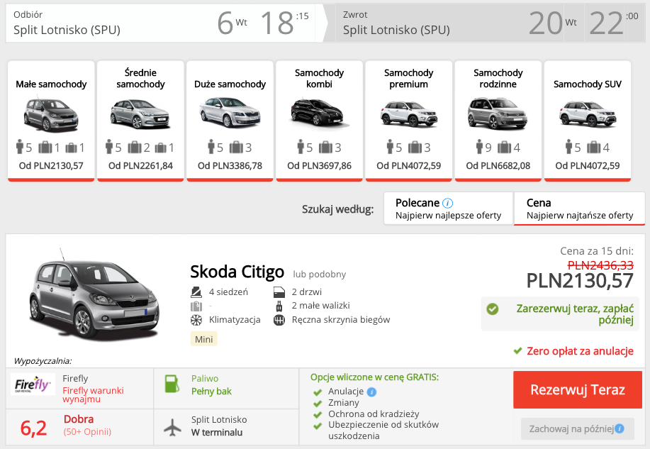 zarezerwuj autow splicie