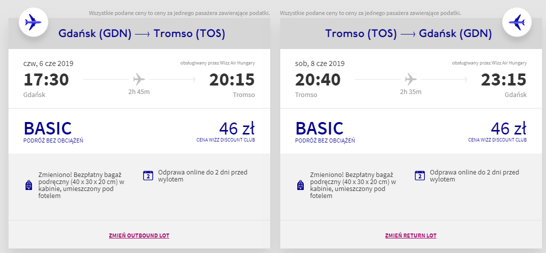 Tromso loty