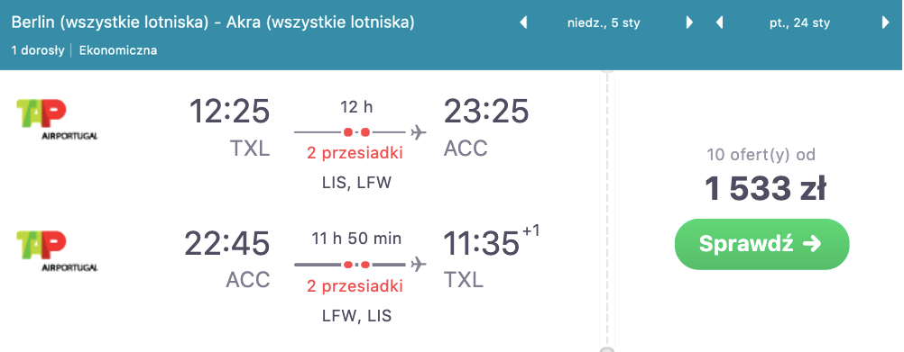 zarezerwuj loty do ghany