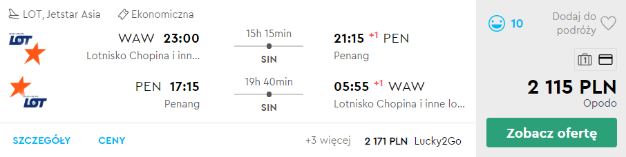 loty na wyspę penang