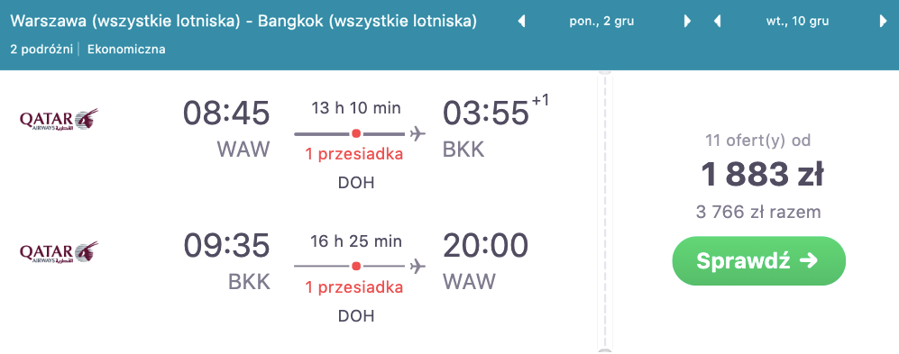 zarezerwuj loty do bangkoku